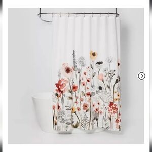 Floral Wave Shower Curtain White - Threshold™: Cotton Fabric, Botanical Design